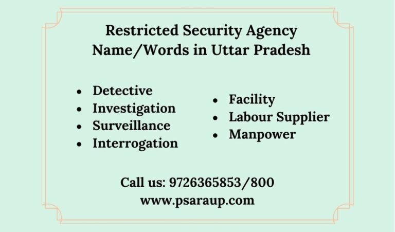 Restricted Secuirty Agency Name in Uttar pradesh